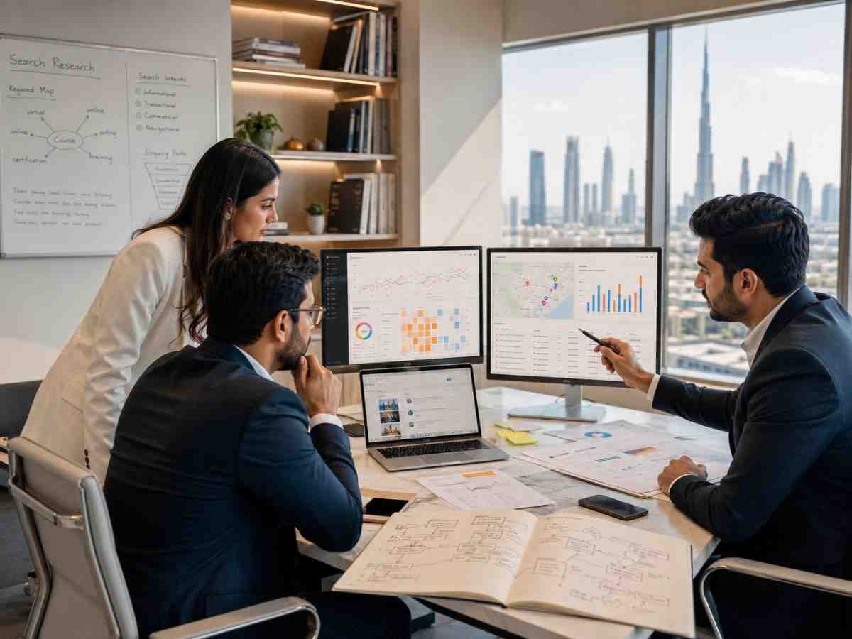 SEO consultant presenting five-step training center SEO roadmap