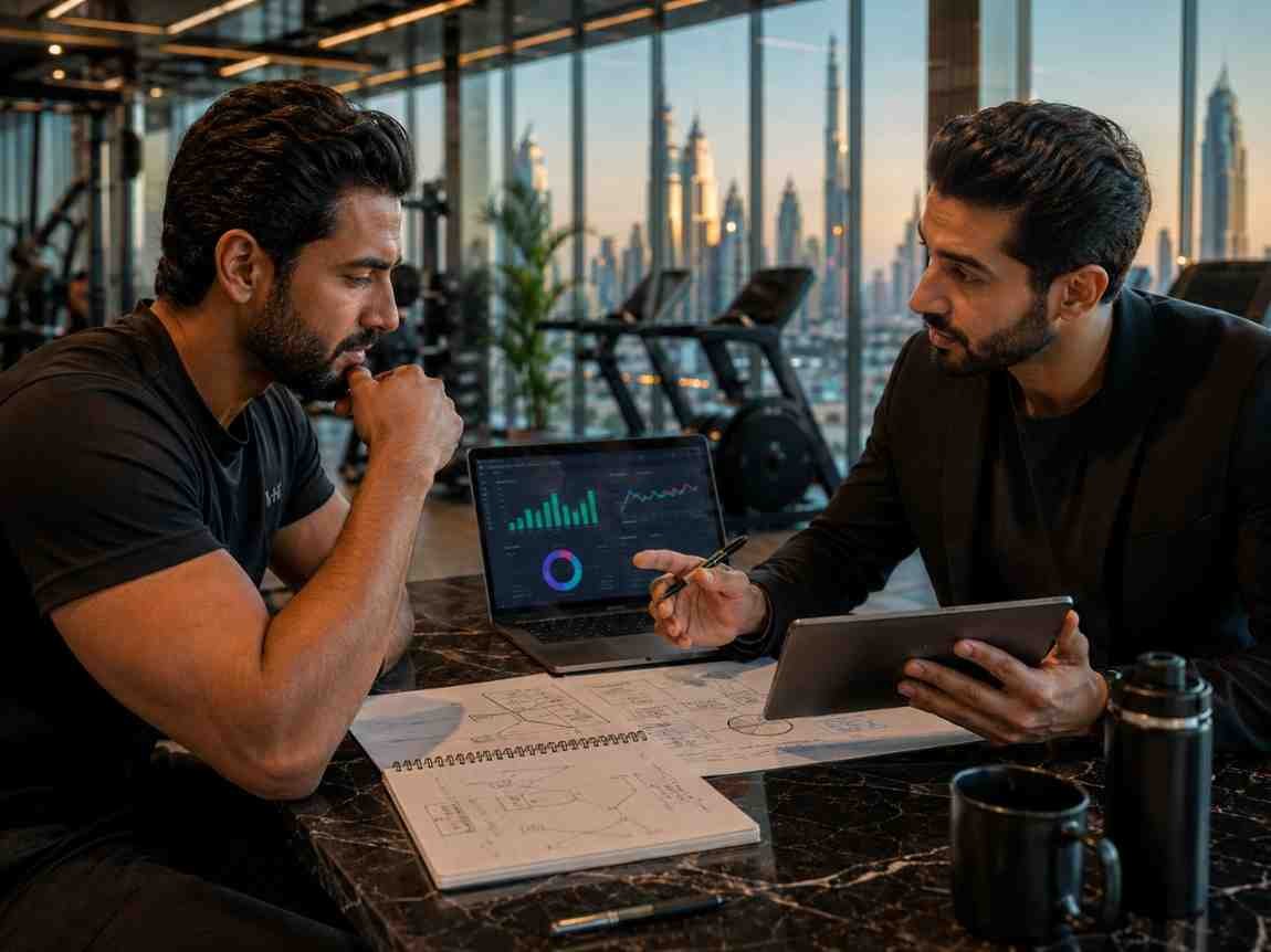 Gym owner and SEO consultant planning a Dubai gym SEO strategy