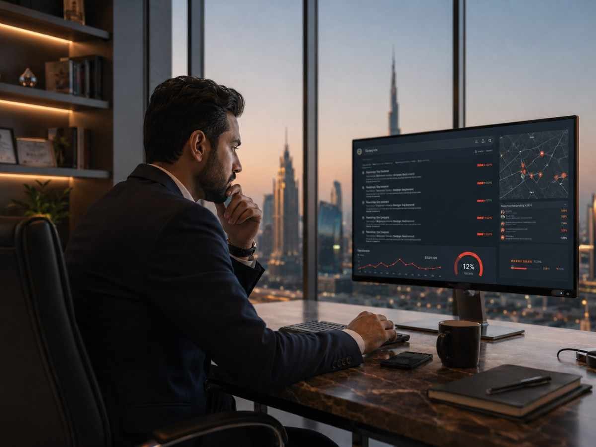 Recruitment manager reviewing weak Google visibility and local search performance in Dubai