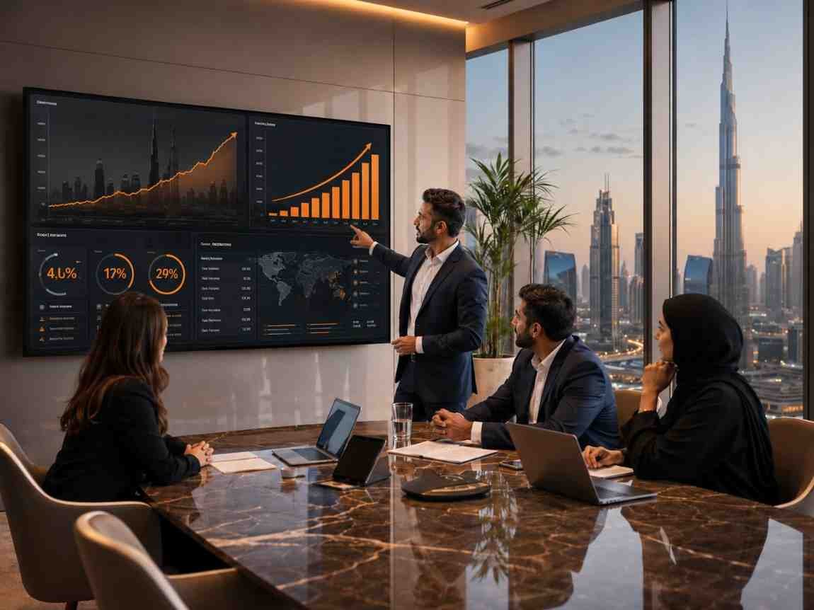 SEO consultant presenting a four-step recruitment SEO roadmap in Dubai