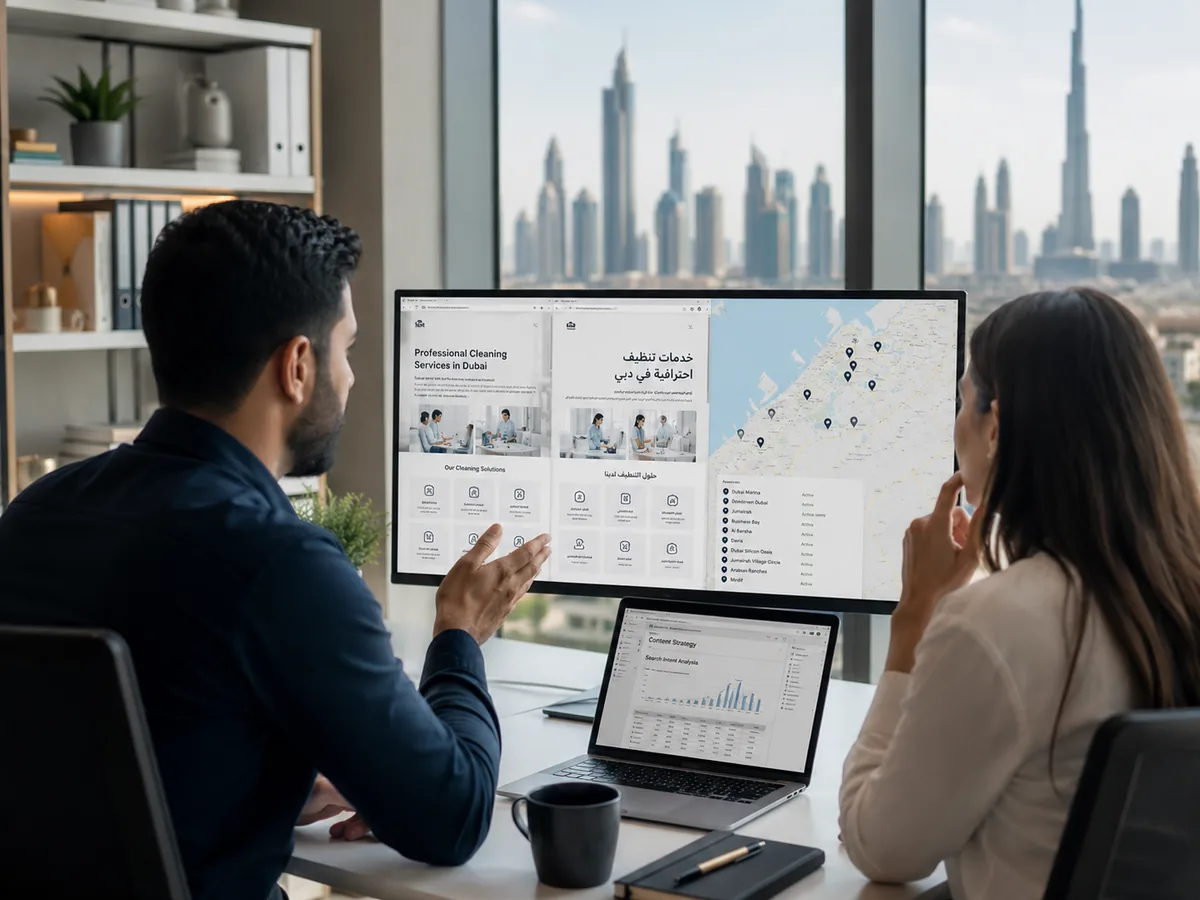English and Arabic content localization for Dubai branches