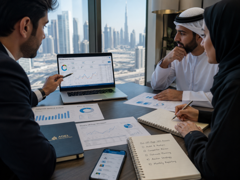 Dubai off-page SEO strategy meeting