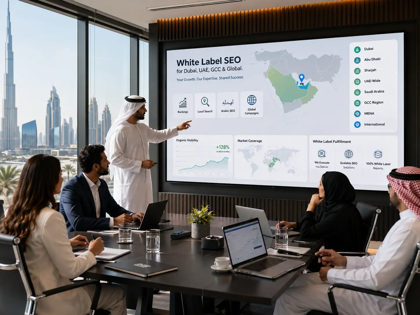 White label SEO market coverage for Dubai, UAE, GCC, and global agency clients.