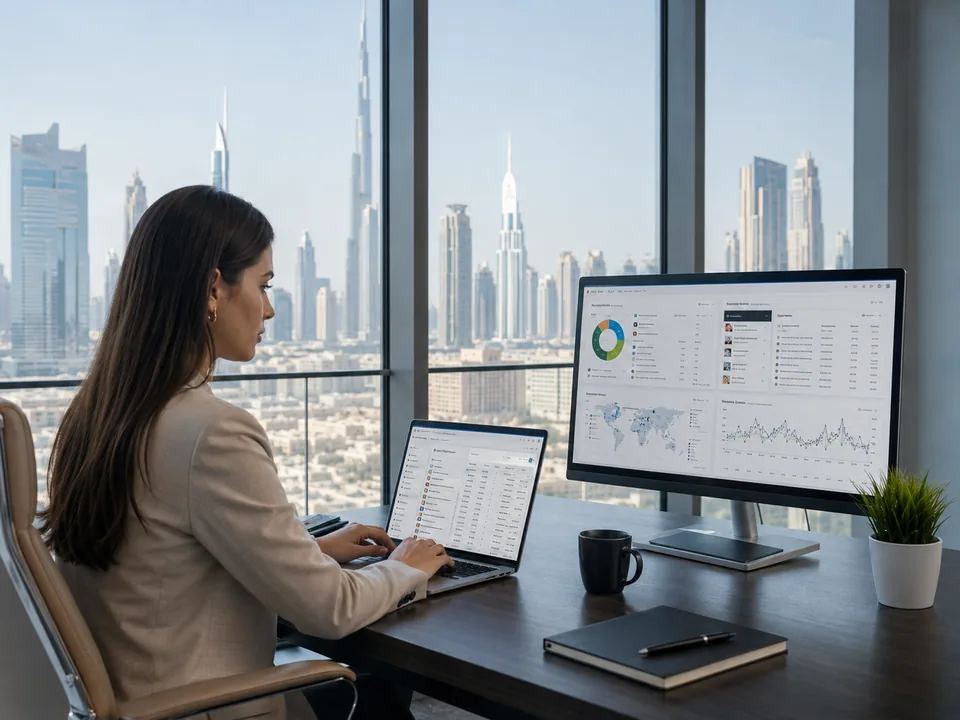Consultant presenting country-level SEO results and growth dashboards