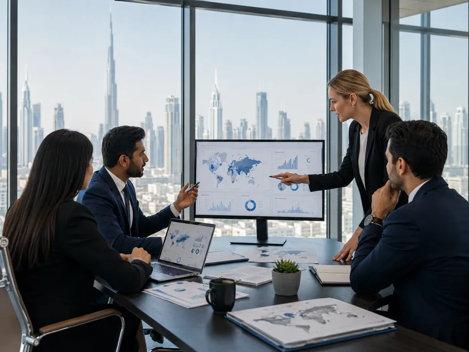 Business team mapping country-level SEO growth and market expansion