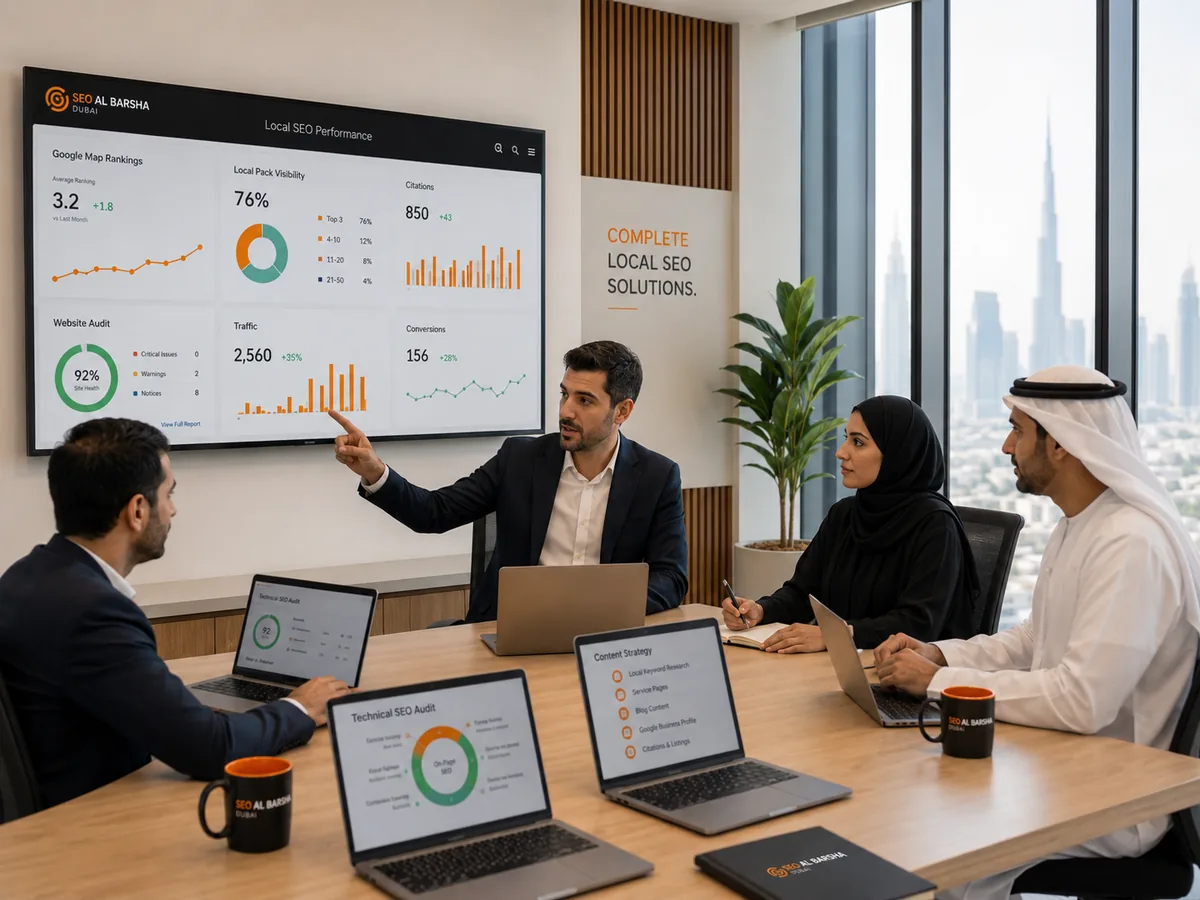 SEO team planning Al Barsha local growth