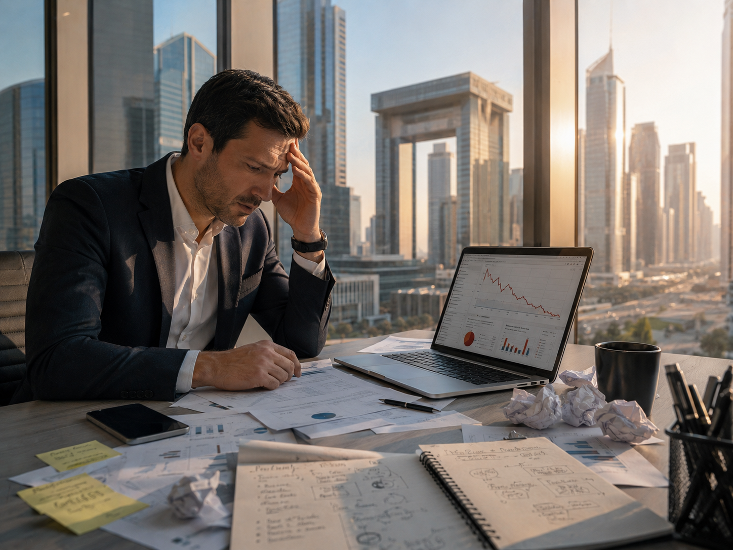 Business owner reviewing poor SEO results