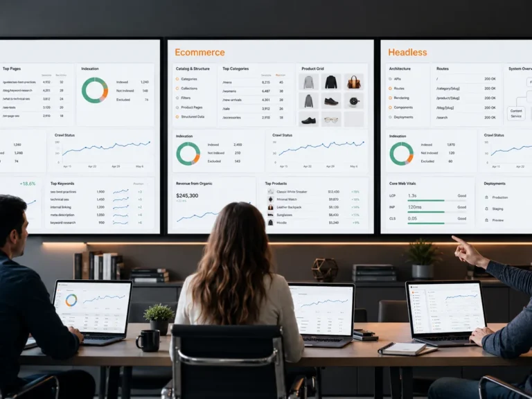 SEO dashboards for CMS, ecommerce and headless platforms