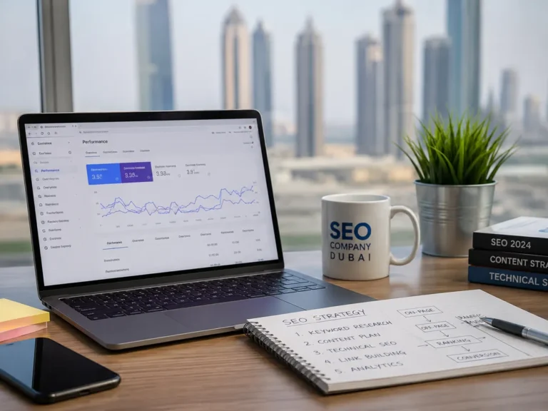 SEO strategy workspace in Dubai office